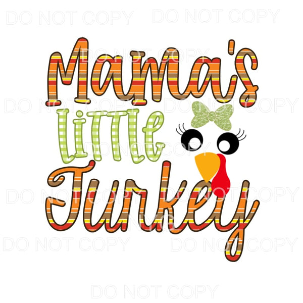Mamas Little Turkey Stripes Green Plaid Glitter Bow #1458 