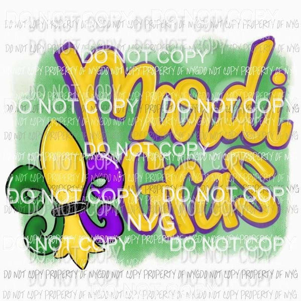 Mardi Gras #10 fleur de lis green gold purple Sublimation transfers Heat Transfer