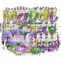 Mardi Gras #15 beads jester hat purple gold green glitter Sublimation transfers Heat Transfer