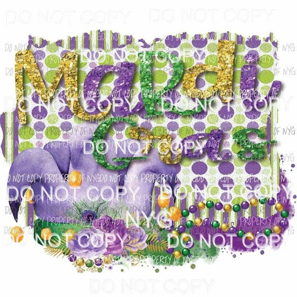 Mardi Gras #15 beads jester hat purple gold green glitter Sublimation transfers Heat Transfer