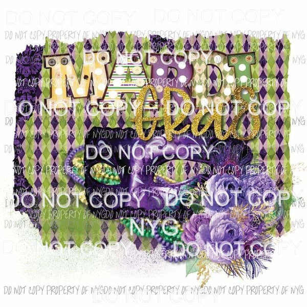 Mardi Gras #16 marquee mask flowers pattern background Sublimation transfers Heat Transfer