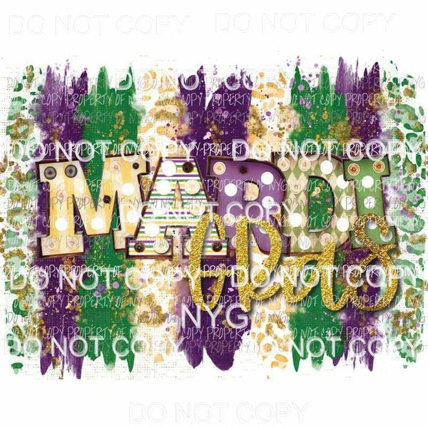 Mardi Gras #17 marquee gold purple green leopard brushstroke Sublimation transfers Heat Transfer