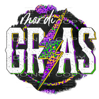 Mardi Gras Colorful Leoaprd Lightning Bolt Circle #2559 