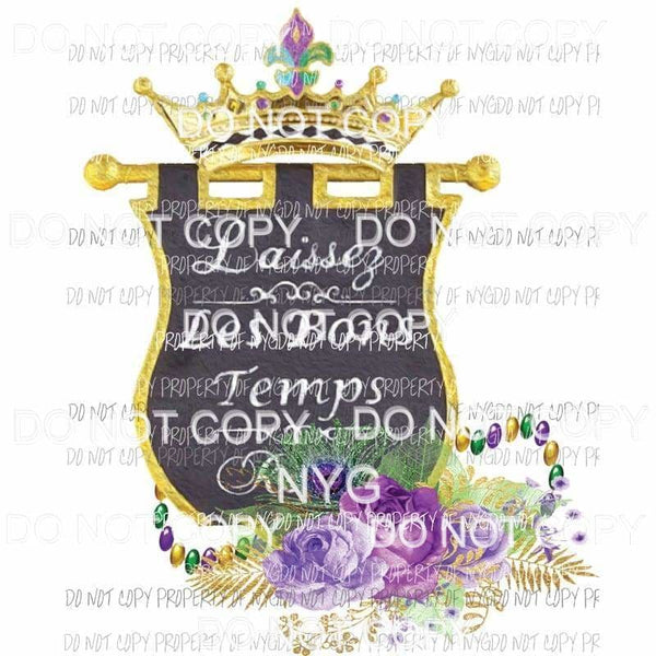 Mardi Gras crown and scroll beads purple roses Sublimation transfers Heat Transfer