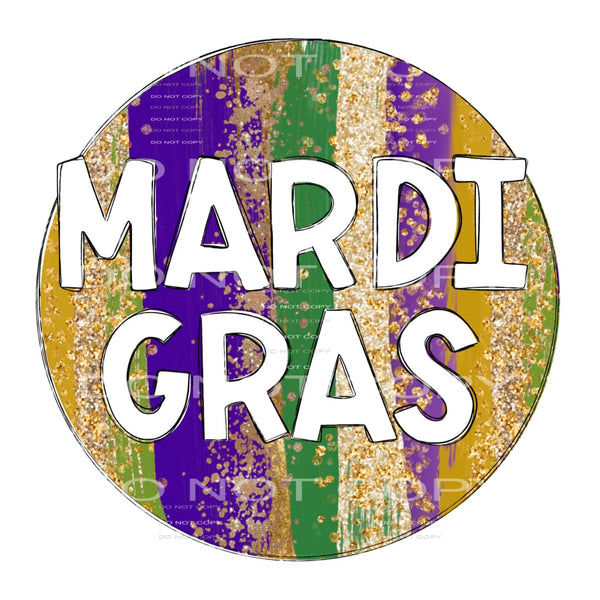 Mardi Gras Gold Glitter Circle #2472 Sublimation transfers -