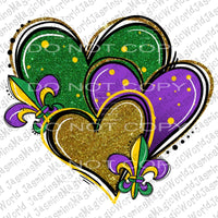 Mardi Gras Hearts # 7894 X 2 Sublimation transfers - Heat 