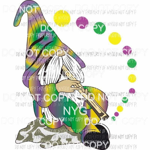 Mardi Gras Hippie Gnome Louisiana purple green gold Sublimation transfers Heat Transfer
