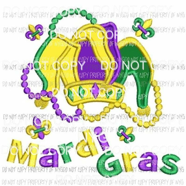 Mardi Gras jester hat beads fleur de lis Sublimation transfers Heat Transfer