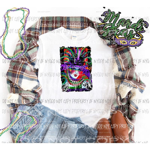 Mardi Gras Lady 2 Sublimation transfers Mardi Gras Heat Transfer