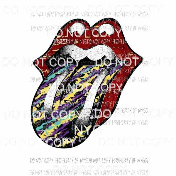 Mardi Gras rolling stones lips #3 green purple gold Sublimation transfers Heat Transfer