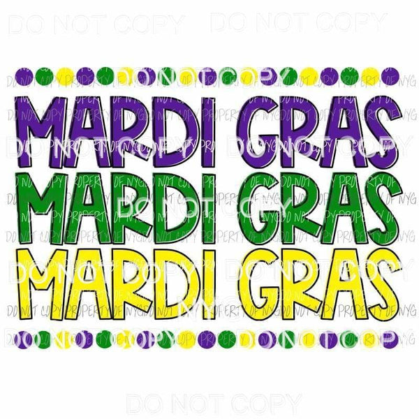 Mardi Gras stacked purple green yellow Sublimation transfers Heat Transfer