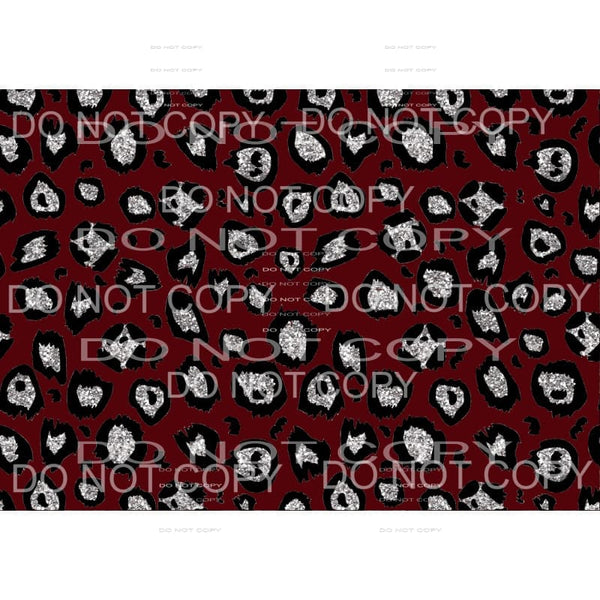 Maroon and grey and black leopard Sheet Sublimation 