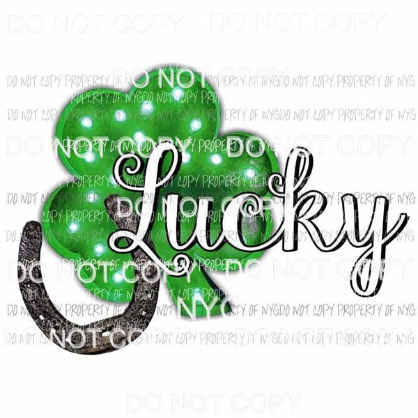 Marquee Lucky shamrock horseshoe Sublimation transfers Heat Transfer