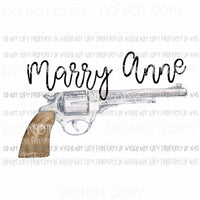 Mary Anne pistol watercolor Sublimation transfers Heat Transfer