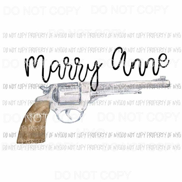 Mary Anne pistol watercolor Sublimation transfers Heat Transfer