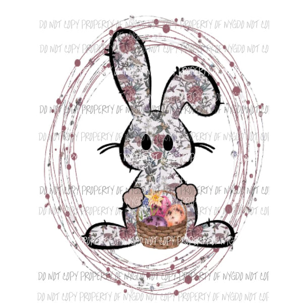 Mauve floral Bunny 1 Sublimation transfers Heat Transfer