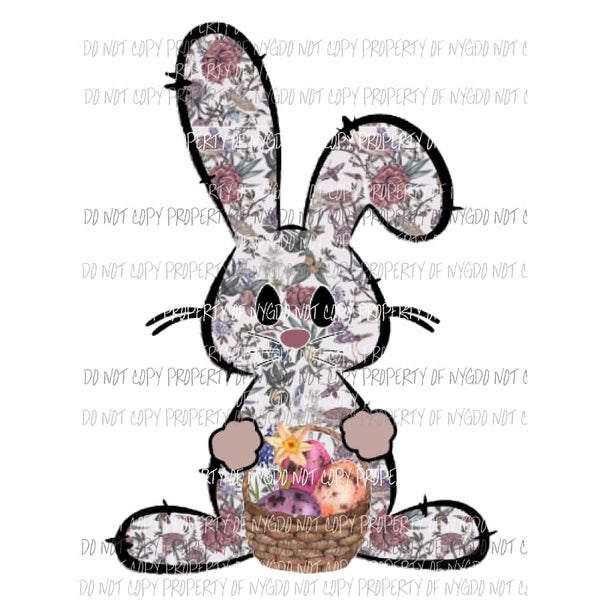 Mauve floral Bunny 2 Sublimation transfers Heat Transfer