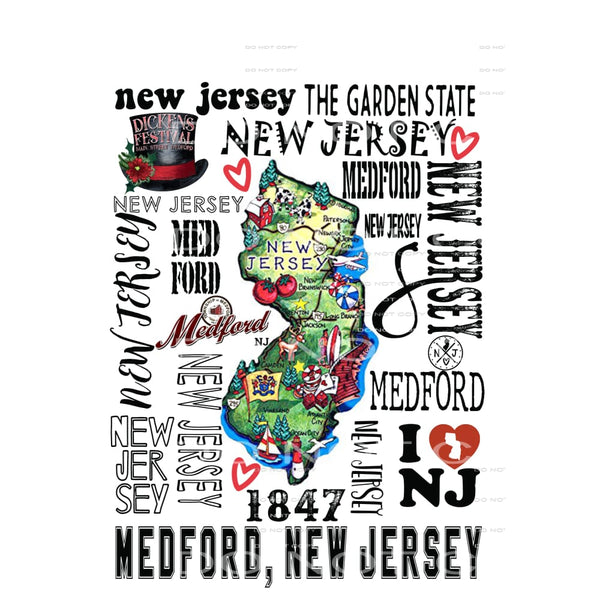 MEDFORD NEW JERSEY TYPOGRAPHY Sublimation transfers - Heat 