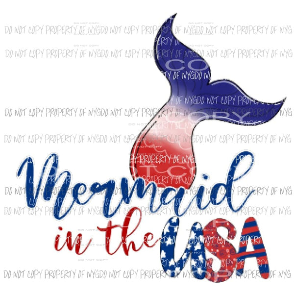 Mermaid in the USA Sublimation transfers Heat Transfer