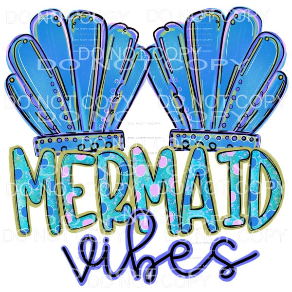 Mermaid Vibes Blue Shells Sublimation transfers - Heat 