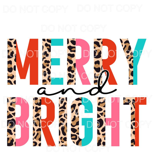 Merry And Bright Half Leopard Pink Blue #1147 Sublimation 