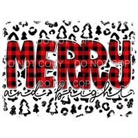 Merry And Bright Red Buffalo Plaid Black Leopard Background 