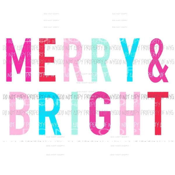 Merry Bright Christmas Sublimation transfers Heat Transfer