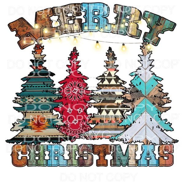 Merry Christmas Aztec Trees Sublimation transfers - Heat 