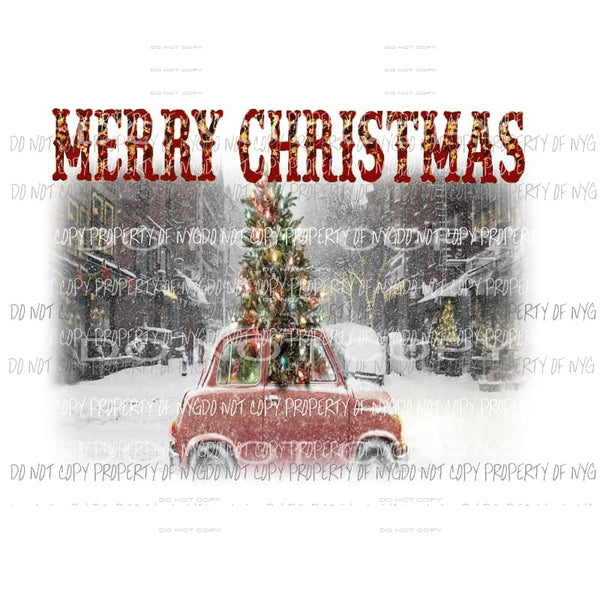 Merry Christmas Car with Christmas tree # 2 Sublimation transfers Heat Transfer