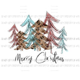 Merry Christmas colored trees Sublimation transfers Heat Transfer