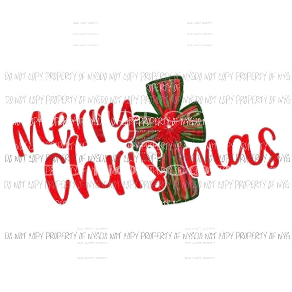 Merry Christmas Cross Sublimation transfers Heat Transfer