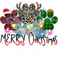 Merry Christmas Dog Paws # 9 Sublimation transfers - Heat 