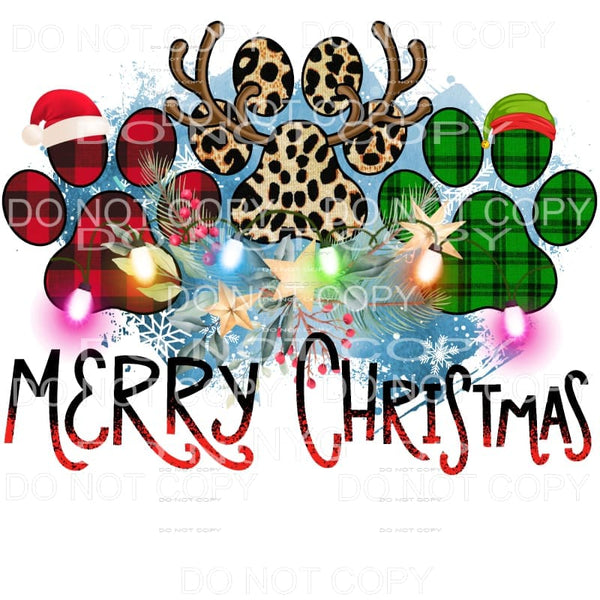 Merry Christmas Dog Paws # 9 Sublimation transfers - Heat 