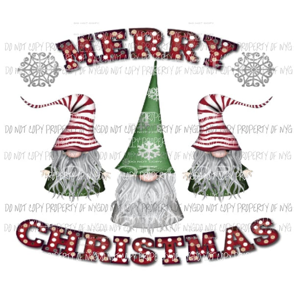Merry Christmas Gnomes Sublimation transfers Heat Transfer