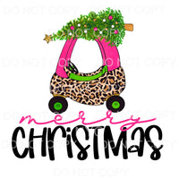 Merry Christmas Kids Coupe Car Leopard Pink Tree #1221 