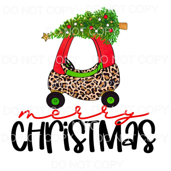 Merry Christmas Kids Coupe Car Leopard Red Tree #1222 