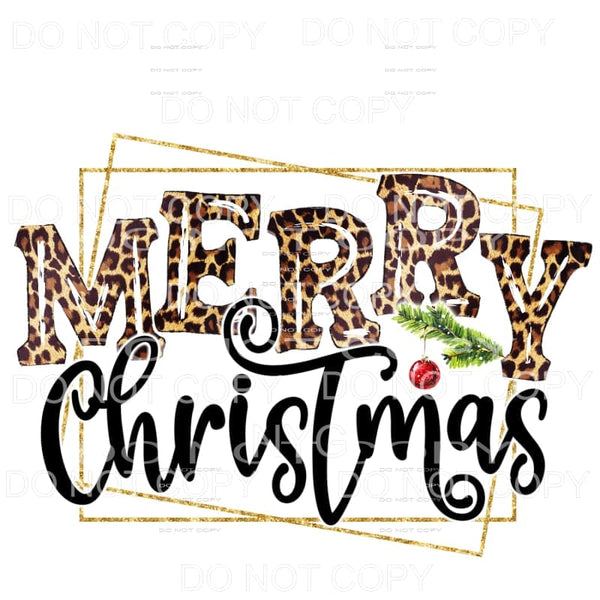 Merry Christmas Leopard Gold Frame Sublimation transfers - 