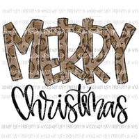 Merry Christmas leopard print words Sublimation transfers Heat Transfer