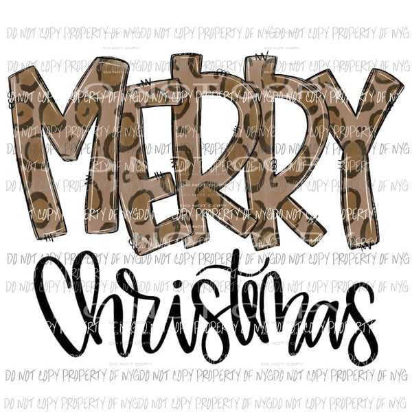 Merry Christmas leopard print words Sublimation transfers Heat Transfer