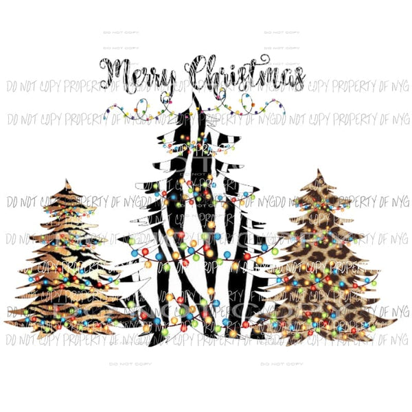 Merry Christmas Leopard Tiger Zebra Trees tree Sublimation transfers Heat Transfer