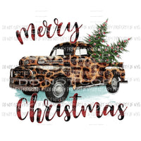 Merry Christmas Leopard Truck Sublimation transfers Heat Transfer