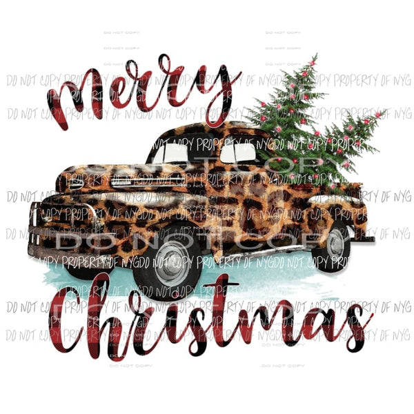 Merry Christmas Leopard Truck Sublimation transfers Heat Transfer