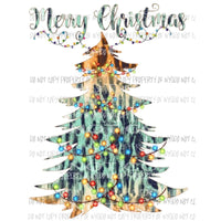 Merry Christmas Leopard Turquoise Tree #2 Sublimation transfers Heat Transfer