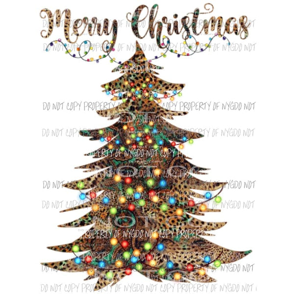 Merry Christmas Leopard Turquoise Tree Sublimation transfers Heat Transfer