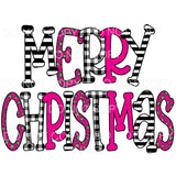 Merry Christmas Pink Black Buffalo Plaid Stripe Letters #124