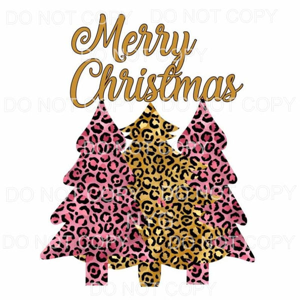 Merry Christmas Pink Leopard Trees Sublimation transfers - 