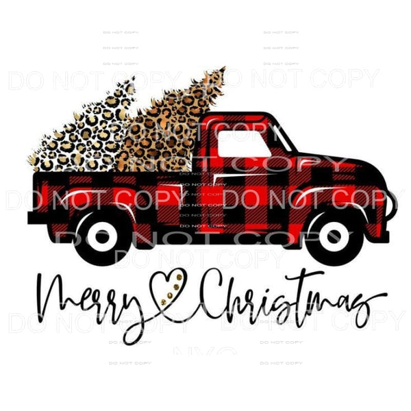 Merry Christmas Red Buffalo Plaid Leopard Trees Sublimation 