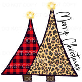 Merry Christmas Red Buffalo Plaids Trees #101 Sublimation 