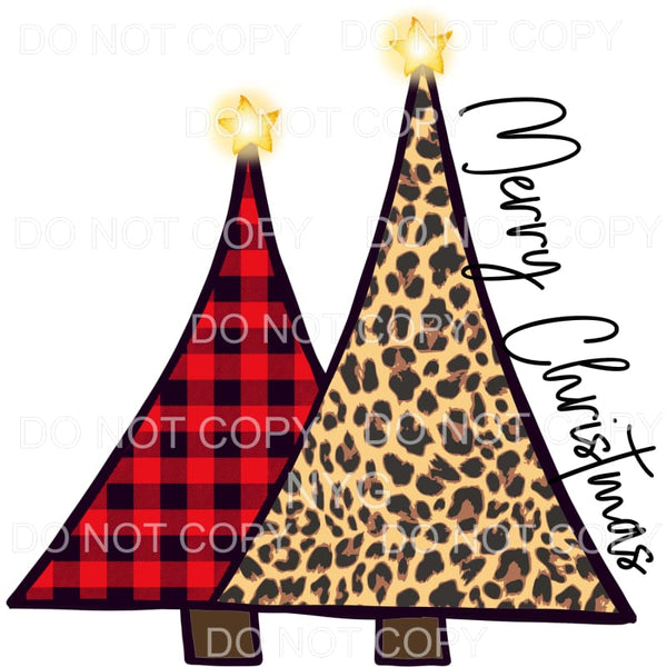 Merry Christmas Red Buffalo Plaids Trees #101 Sublimation 