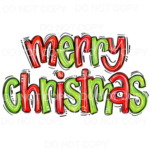 Merry Christmas Red Green Letters #626 Sublimation transfers